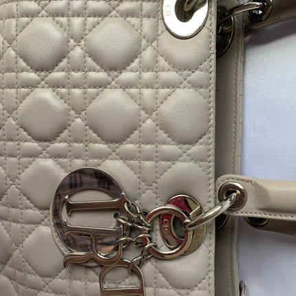 Sold Lady Dior Large Grey Leather handbag with strap