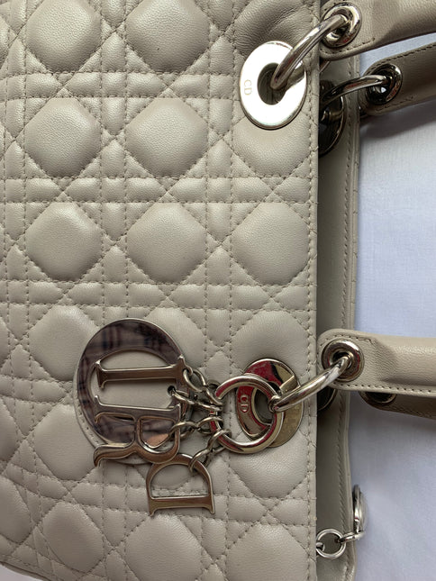 Sold Lady Dior Large Grey Leather handbag with strap