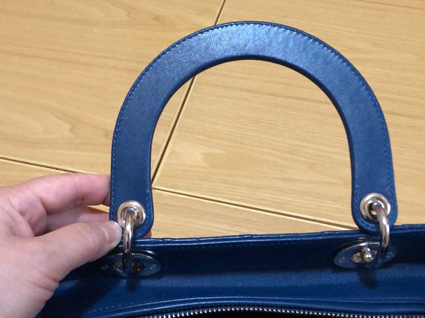 Sold Lady Dior Medium Navy Blue Cannage Lambskin Leather