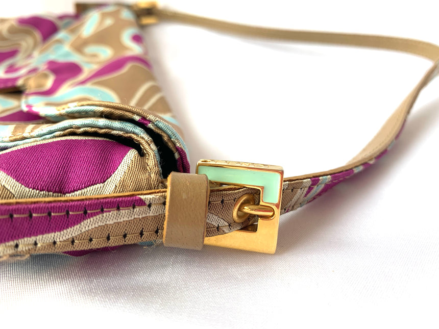 Sold FENDI Baguette Multicolor Silk with Psychedelic prints