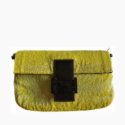 Sold Fendi Baguette Bag Lemon Yellow Glitter Beads Shoulder Bag