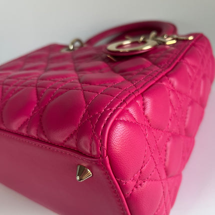 Sold Lady Dior Hot Pink Fuchsia Cannage Leather Medium