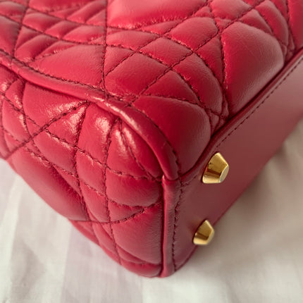 Sold Lady Dior Pink Mini handbag Cannage Leather with strap