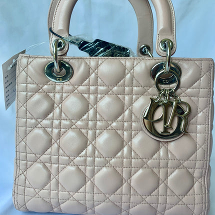 Sold Lady Dior Pink Cannage Leather Medium