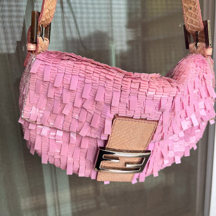 Sold Fendi Baguette Glitter Pink square sequins