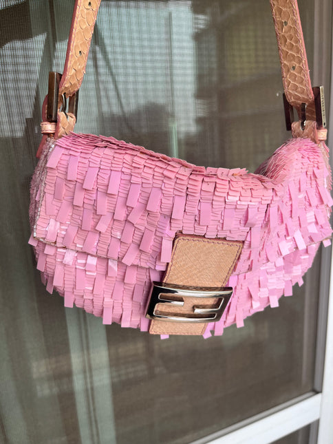 Sold Fendi Baguette Glitter Pink square sequins