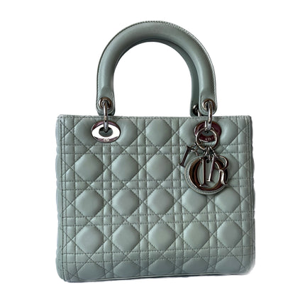 Sold Lady Dior Medium Mint Cannage Lambskin Leather with silver hardware and strap-Luxbags