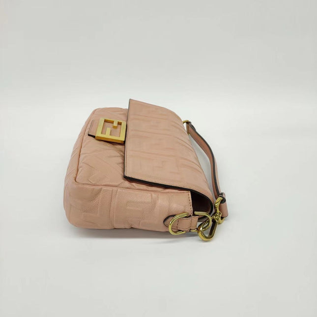 Sold FENDI Baguette Salmon Pink Leather 3D FF Motif Crossbody bag