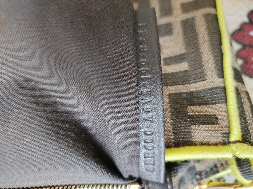 Sold FENDI Baguette Zucca Print canvas with Neon trimming