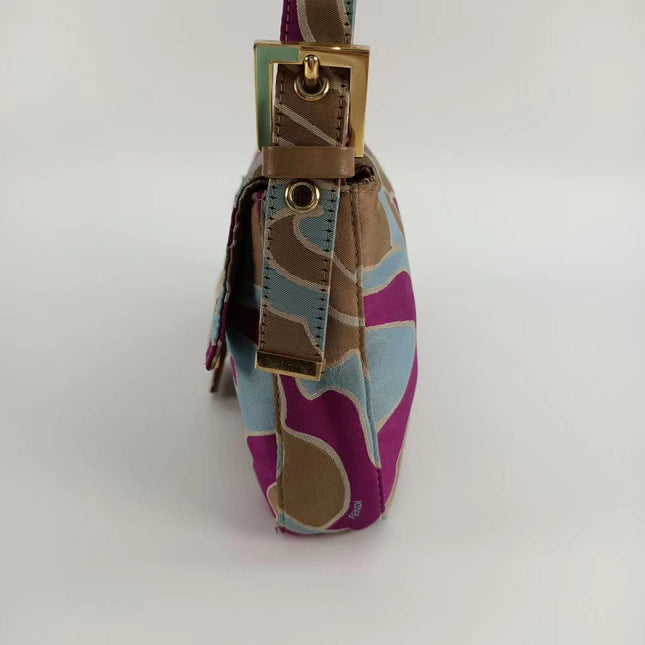 Sold FENDI Baguette Multicolor Silk with Psychedelic prints
