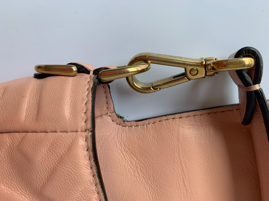 Sold FENDI Baguette Salmon Pink Leather 3D FF Motif Crossbody bag