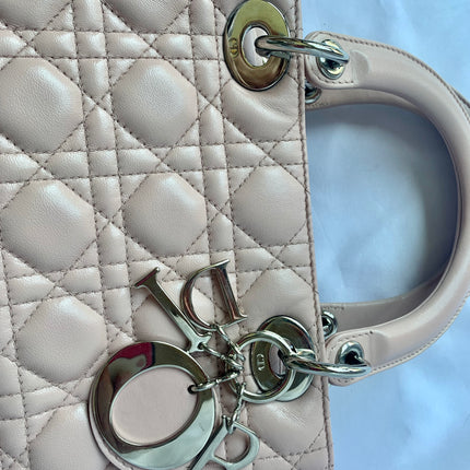 Sold Lady Dior Pink Cannage Leather Medium