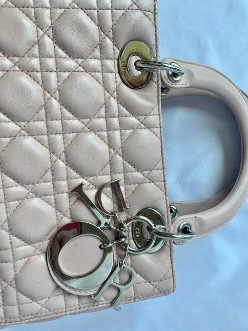 Sold Lady Dior Pink Cannage Leather Medium