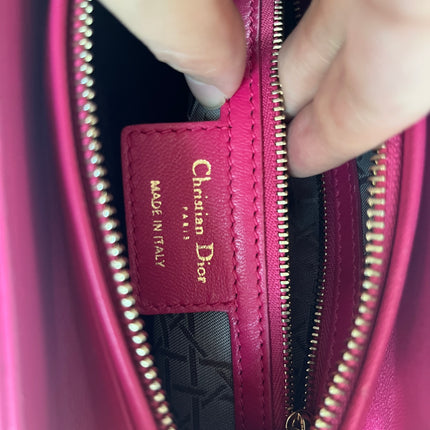 Sold Lady Dior Hot Pink Fuchsia Cannage Leather Medium