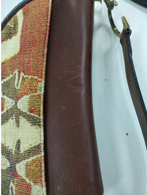 Sold Dior Saddle bag Vintage brown leather and printed velvet RARE