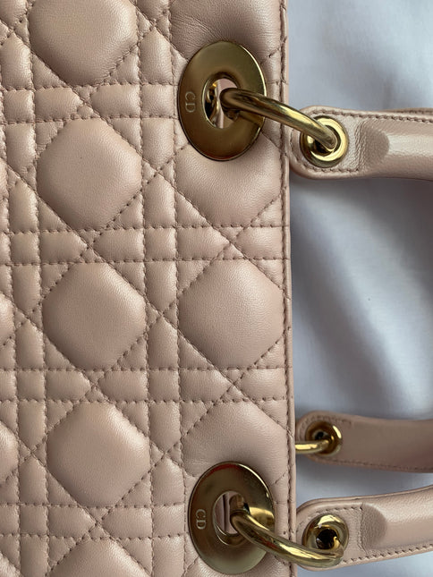 Sold Lady Dior Pink Cannage Leather Medium