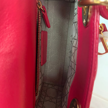 Sold Lady Dior Pink Mini handbag Cannage Leather with strap