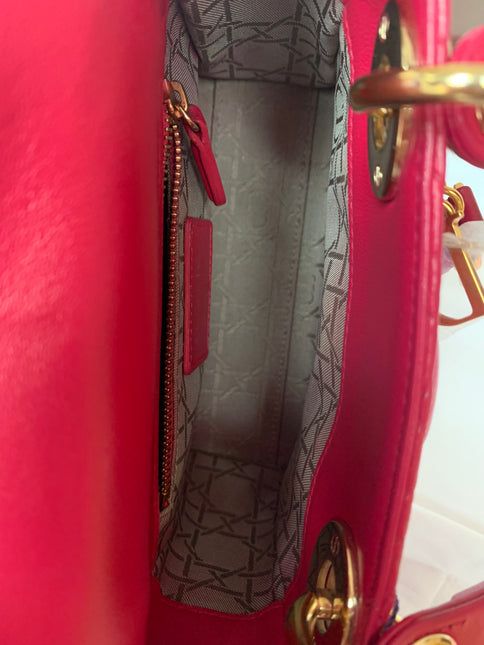 Sold Lady Dior Pink Mini handbag Cannage Leather with strap