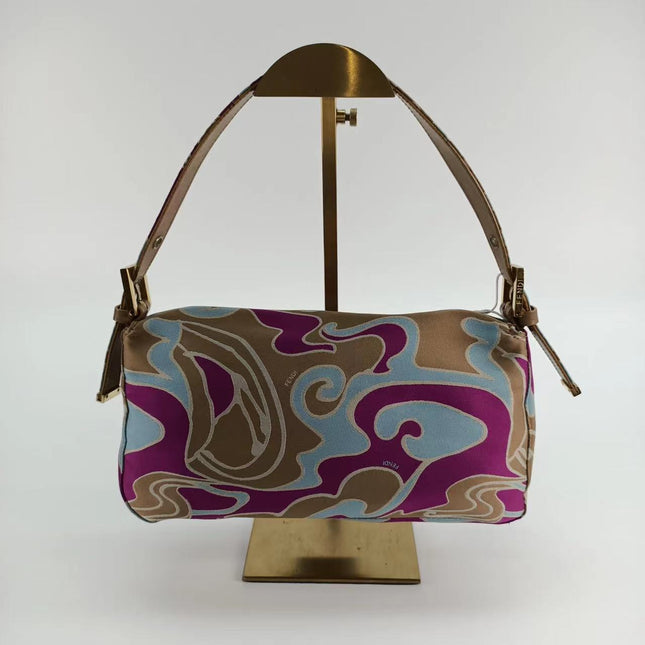 Sold FENDI Baguette Multicolor Silk with Psychedelic prints