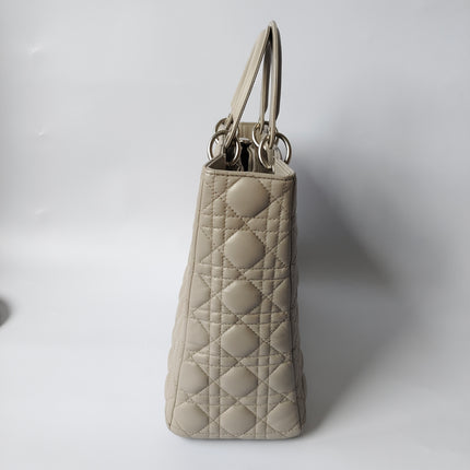 Sold Lady Dior Large Grey Leather handbag with strap