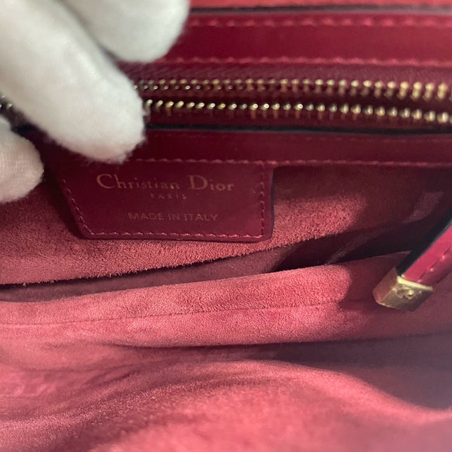 Sold Dior Saddle Scarlet Red Burgundy Medium Calfskin Smooth Leather Handbag like new