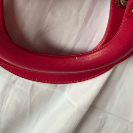 Sold Lady Dior Pink Mini handbag Cannage Leather with strap