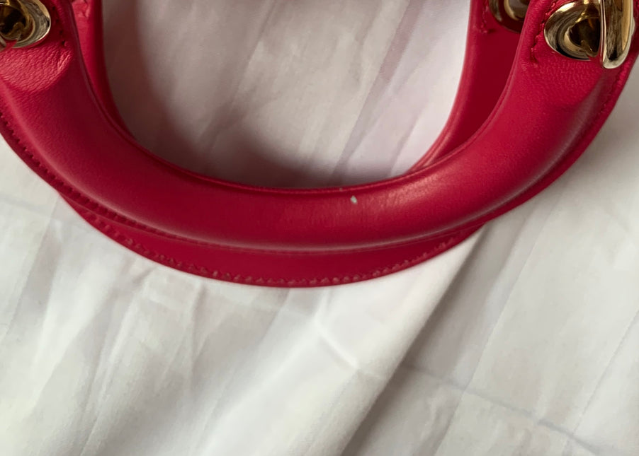 Sold Lady Dior Pink Mini handbag Cannage Leather with strap