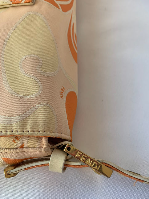 Sold FENDI Baguette Orange Multicolor Silk with Psychedelic prints