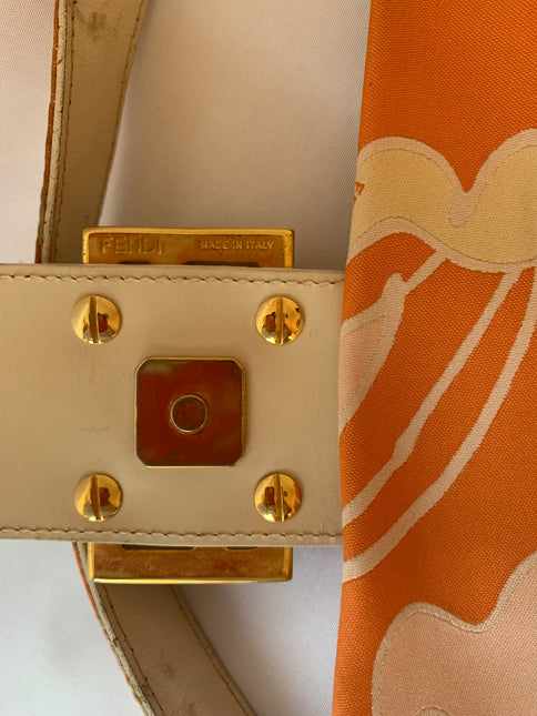 Sold FENDI Baguette Orange Multicolor Silk with Psychedelic prints