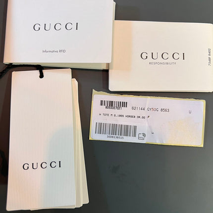 Sold Gucci 1956 horsebit chain tote in monogram canvas and brown leather