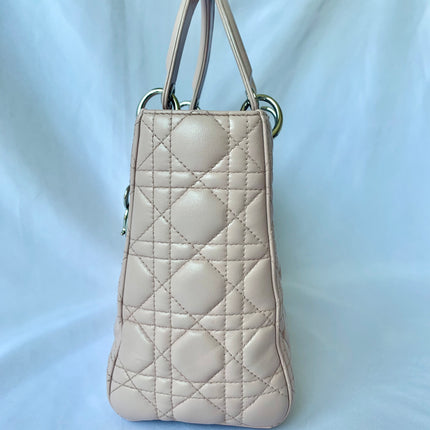 Sold Lady Dior Pink Cannage Leather Medium