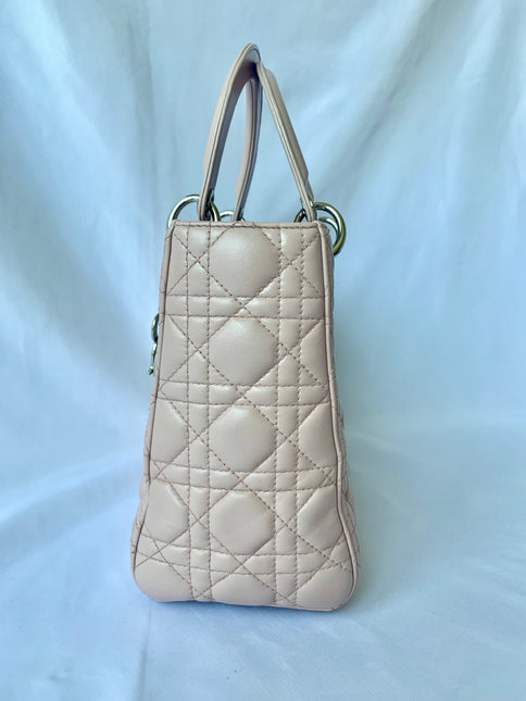 Sold Lady Dior Pink Cannage Leather Medium
