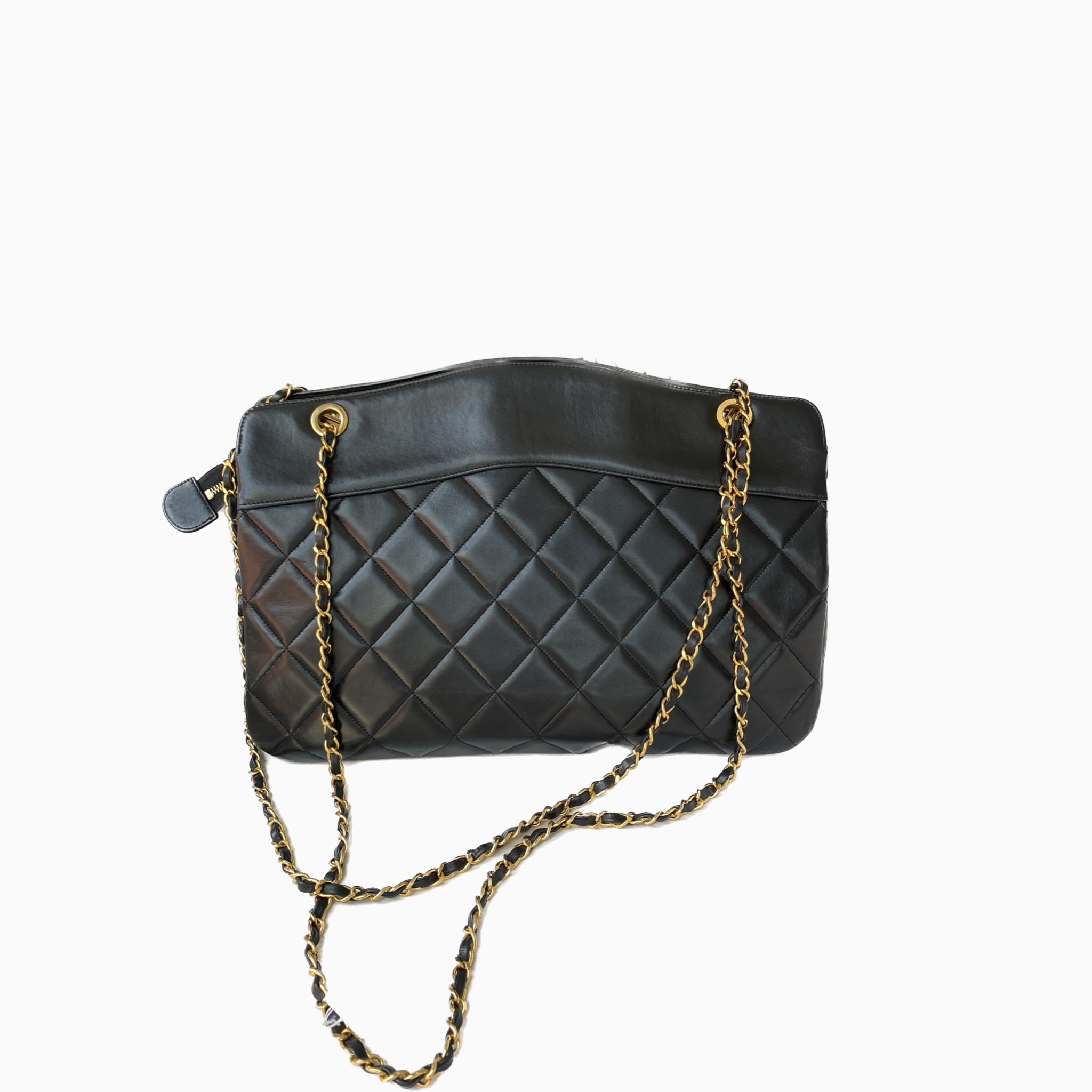 At Auction: CHANEL - Jumbo Classic Flap CC Quilted Black Lambskin