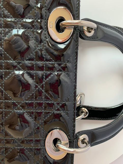 Sold Lady Dior Medium Bag Black Patent Leather
