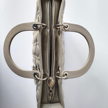Sold Lady Dior Large Grey Leather handbag with strap