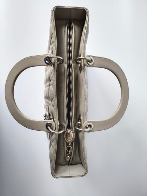 Sold Lady Dior Large Grey Leather handbag with strap