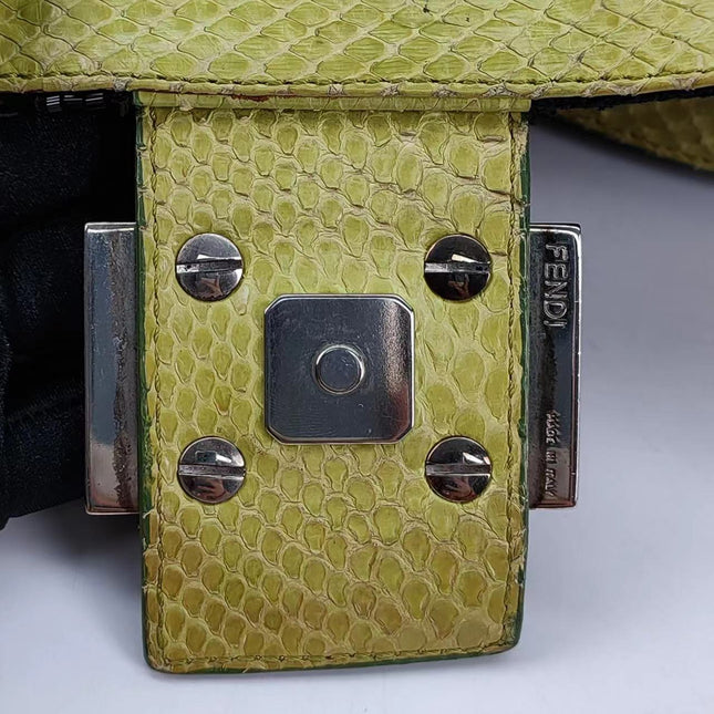 Sold FENDI Baguette Black Canvas with beaded Flower Embroidery