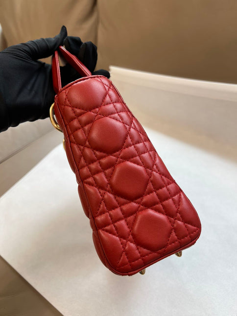 Sold Lady Dior Small My Abcdior Red Lambskin Cannage Leather