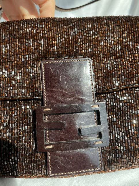 Sold FENDI Baguette chocolate brown beads excellent condition