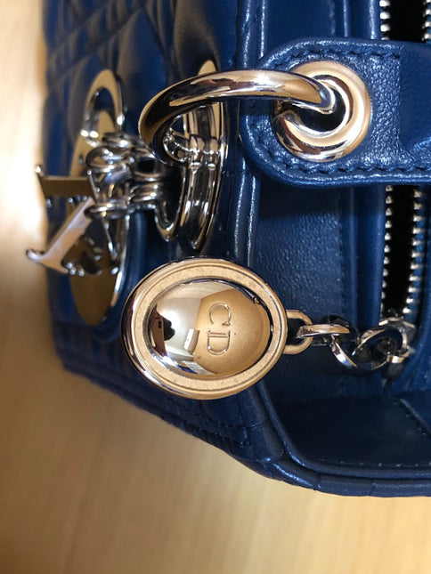 Sold Lady Dior Medium Navy Blue Cannage Lambskin Leather
