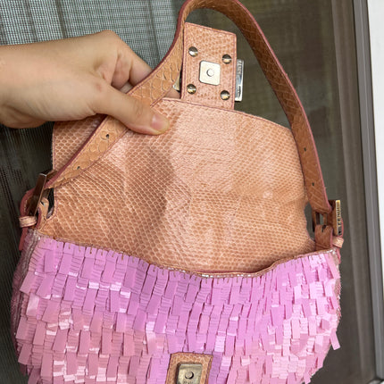Sold Fendi Baguette Glitter Pink square sequins