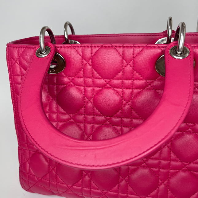 Sold Lady Dior Bag Medium Hot Pink Fuchsia Cannage Leather