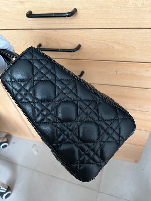 Sold Lady Dior Medium Black Cannage Lambskin Leather with gold hardware