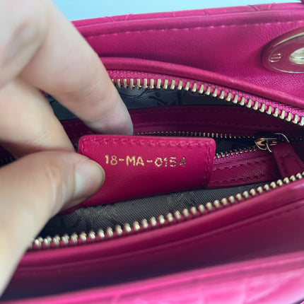 Sold Lady Dior Hot Pink Fuchsia Cannage Leather Medium