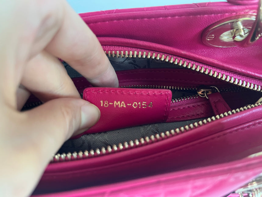 Sold Lady Dior Hot Pink Fuchsia Cannage Leather Medium