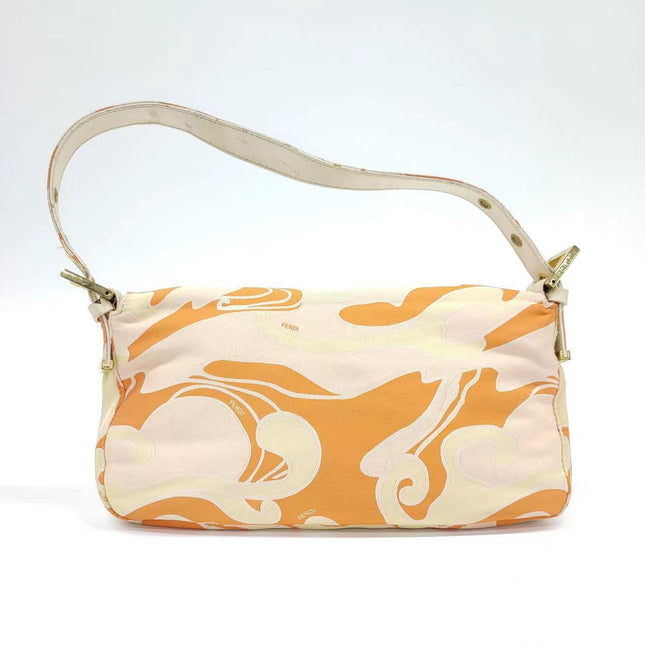 Sold FENDI Baguette Orange Multicolor Silk with Psychedelic prints