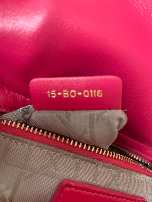 Sold Lady Dior Pink Mini handbag Cannage Leather with strap