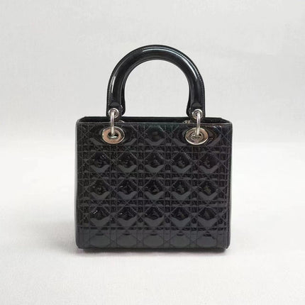 Sold Lady Dior Medium Bag Black Patent Leather