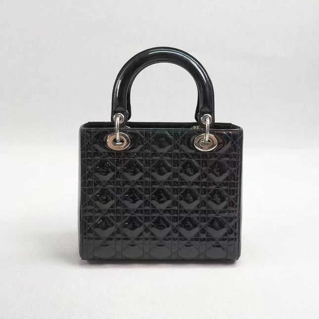 Sold Lady Dior Medium Bag Black Patent Leather