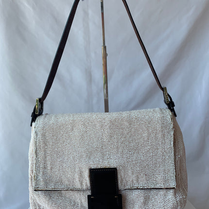 Sold Fendi Mamma Baguette White Glitter Beads